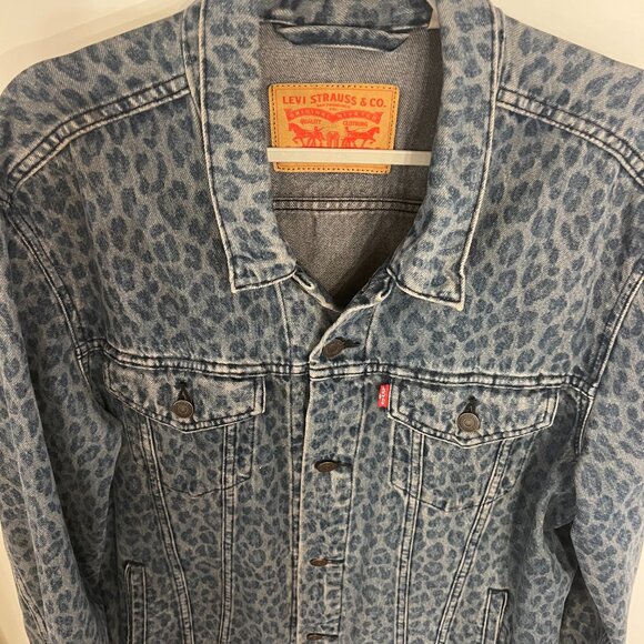 Mens LEOPARD PRINT VINTAGE Denim Jacket (XL) - Picture 5 of 5